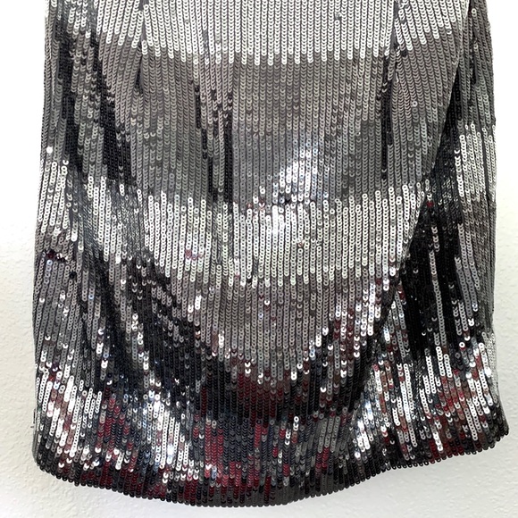ABS Allen Schwartz Silver Sequin Strapless Dress - Picture 4 of 8